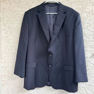 Lauren Ralph Lauren Men 48R Black Pinstripe Suit Jacket Blazer Sport Coat Wool
